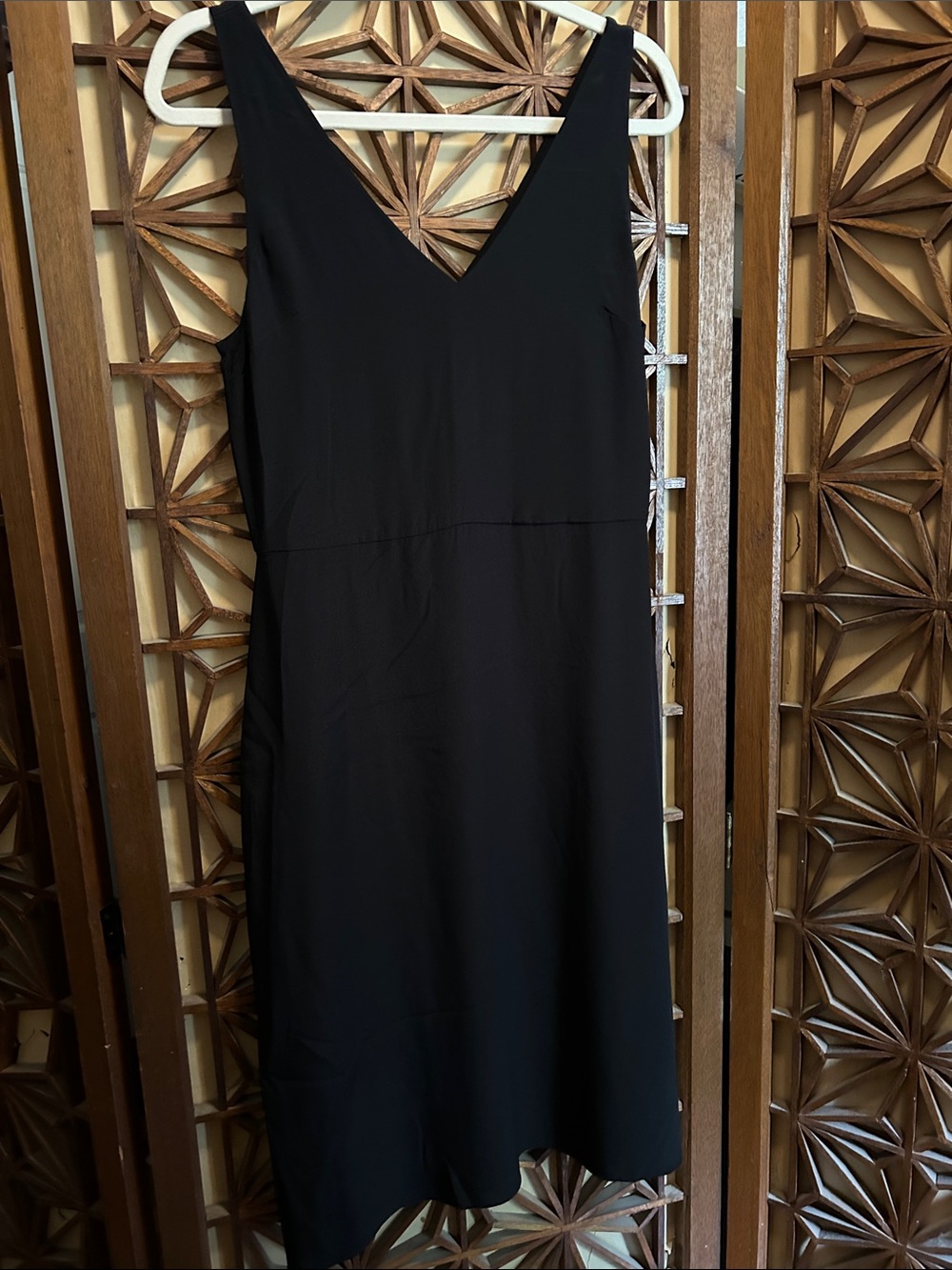 Babaton Black Midi V-Neck Silk Slip Dress 4